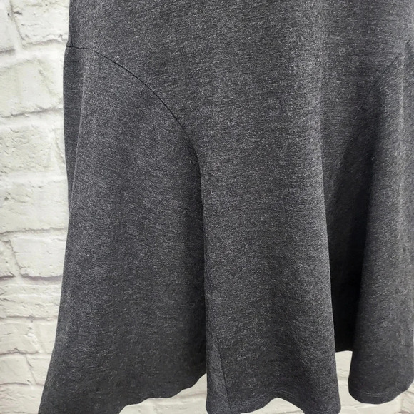 Lauren Ralph Lauren Gray Sleeveless Faux Leather Trim Dress Sz Large - Picture 2 of 10